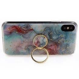 Etui IPHONE 12 MINI Marble Ring Holder Pierścień turkusowe