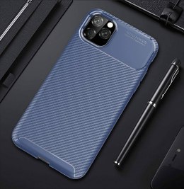 Etui IPHONE 12 PRO MAX Pancerne Shockproof Carbon Fiber niebieskie