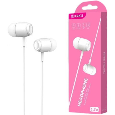 Słuchawki dokanałowe (minijack 3.5mm) Uniwersalne z Mikrofonem KAKU In-ear Earphones with Mic (KSC-381) białe