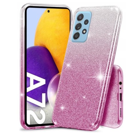 Etui SAMSUNG GALAXY A72 Brokat Glitter srebrno-różowe