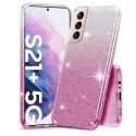 Etui SAMSUNG GALAXY S21+ PLUS Brokat Glitter srebrno-różowe