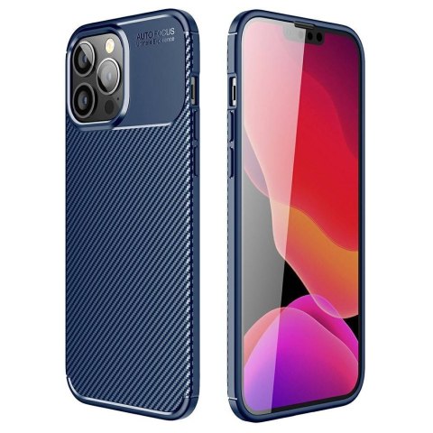 Etui IPHONE 13 PRO MAX Pancerne Shockproof Carbon Fiber granatowe