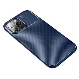 Etui IPHONE 13 PRO MAX Pancerne Shockproof Carbon Fiber granatowe