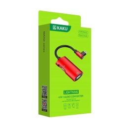 Adapter 4w1 Audio Konwerter Lightning + Lightning Przejściówka KAKU (KSC-377) czerwony