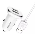 Ładowarka samochodowa 2.4A 2xUSB + Kabel Micro USB KAKU Dual Port Charger (KSC-318) biała