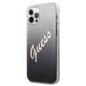 Oryginalne Etui IPHONE 12 / 12 PRO 6,1" Guess Hardcase Glitter Gradient Script GUHCP12MPCUGLSBK czarne