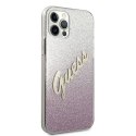 Oryginalne Etui IPHONE 12 / 12 PRO 6,1" Guess Hardcase Glitter Gradient Script GUHCP12MPCUGLSPI różowe