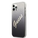 Oryginalne Etui IPHONE 12 PRO MAX 6,7" Guess Hardcase Glitter Gradient Script GUHCP12LPCUGLSBK czarne