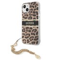 Oryginalne Etui IPHONE 13 MINI 5,4" Guess Hardcase Leopard Gold Chain GUHCP13SKBSLEO wzór