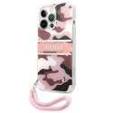 Oryginalne Etui IPHONE 13 PRO MAX Guess Hardcase Camo Strap Collection (GUHCP13XKCABPI) różowe