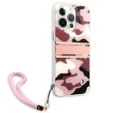 Oryginalne Etui IPHONE 13 PRO MAX Guess Hardcase Camo Strap Collection (GUHCP13XKCABPI) różowe