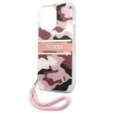 Oryginalne Etui IPHONE 13 PRO MAX Guess Hardcase Camo Strap Collection (GUHCP13XKCABPI) różowe