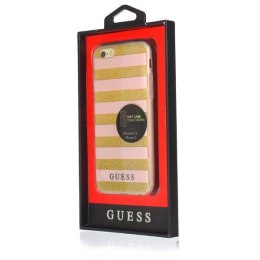 Oryginalne Etui IPHONE 6 / 6S Guess Hardcase Ethnic Chic Stripes 3D (GUHCP6STGPI) złoto-różowe