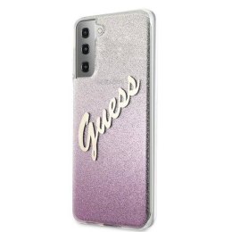 Oryginalne Etui SAMSUNG GALAXY S21+ Guess Hardcase Glitter Gradient Script (GUHCS21MPCUGLSPI) różowe