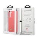 Oryginalne Etui SAMSUNG GALAXY S22+ PLUS Guess Hardcase Silicone Script Metal Logo (GUHCS22MLSLMGFU) różowe