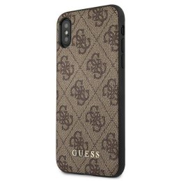 Oryginalne Etui IPHONE XS MAX Guess Hard Case 4G Metal Gold Logo (GUHCI65G4GFBR) brązowe