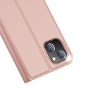 Etui IPHONE 14 PLUS z Klapką Eko Skóra Dux Ducis Skin Leather jasny róż