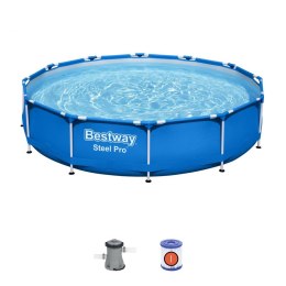 Basen Stelażowy Steel Pro 366x76 Okrągły BESTWAY 3w1 + Pompa Filtr