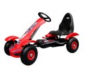 Gokart na pedały Racing XL dla dzieci 3+ Czerwony + Pompowane koła + Regulacja fotela + Wolny bieg