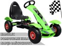 Gokart na pedały Racing XL dla dzieci 3+ Zielony + Pompowane koła + Regulacja fotela + Wolny bieg