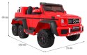 Auto Mercedes G63 6x6 dla dzieci Czerwony + 2 Pedały gazu + Regulacja siedzenia + Audio LED + Bagażnik + Kufer dla rodzica