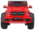 Auto Mercedes G63 6x6 dla dzieci Czerwony + 2 Pedały gazu + Regulacja siedzenia + Audio LED + Bagażnik + Kufer dla rodzica