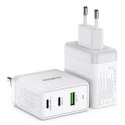 Ładowarka Sieciowa 65W 2x USB Typ C PD + 1x USB QC Duzzona T1 biała