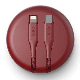 UNIQ kabel MFI Halo USB-C-Lightning 18W nylonowy zwijany 1,2m czerwony/carmine red