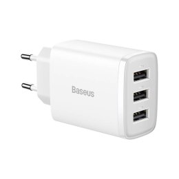 Ładowarka sieciowa Baseus Compact Quick Charger, 3x USB, 17W (biała)