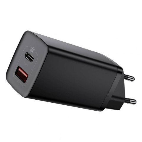 Ładowarka sieciowa Baseus GaN2 Lite, USB + USB-C, 65W, EU (czarna)