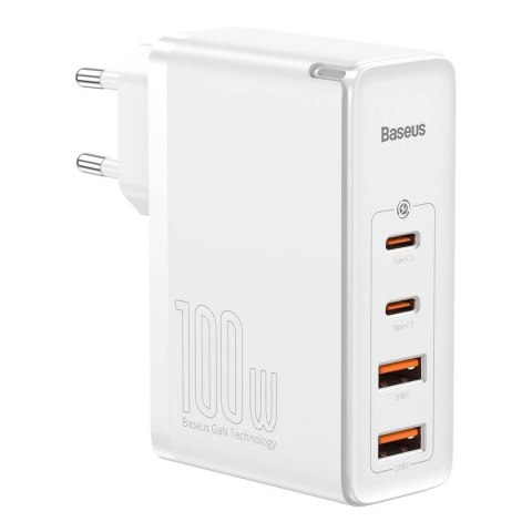 Ładowarka sieciowa Baseus GaN2 Pro, 2x USB + 2x USB-C, 100W, EU (biała)