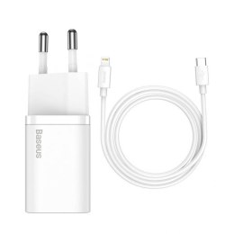 Ładowarka sieciowa Baseus Super Si Quick Charger 1C 20W z przewodem USB-C do Lightning 1m (biała)