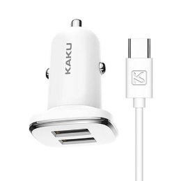 Ładowarka samochodowa 2.4A 2xUSB + Kabel USB Typ C KAKU Dual Port Charger (KSC-318) biała