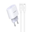 Ładowarka Sieciowa USB-C PD 20W 3A KAKU KSC-547 Quick Charge 3.0 + Kabel TYP C na LIGHTNING IPHONE biała