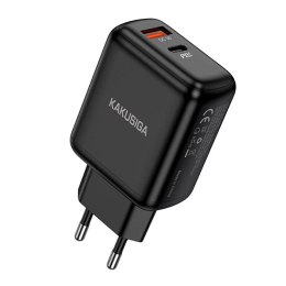 Ładowarka Sieciowa (PD 30W USB typ C + QC3.0 USB) Kakusiga Dual Port EU Charger KSC-668 czarna