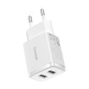 Ładowarka sieciowa Baseus Compact Quick Charger, 2x USB, 10.5W (biała)