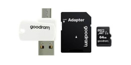 Karta MicroSD UHS I 128GB GOODRAM +Ad CL10 + czytnik kart USB 2.0 + microUSB B