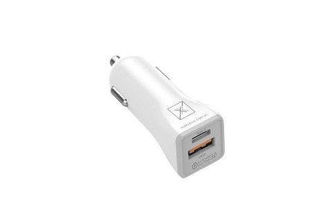 ŁAD. SAM. MX KAPPA 18W PD+QC, USB-A+C + KABEL C/C 20W PD, WHITE/BIAŁY