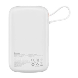 Powerbank Baseus Qpow Pro z kablem Lightning, USB-C, USB, 10000mAh, 20W (biały)