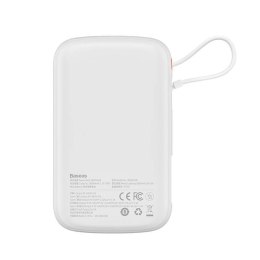 Powerbank Baseus Qpow Pro z kablem USB-C, USB-C, USB, 10000mAh, 22.5W (biały)