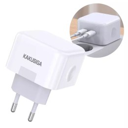 Ładowarka Sieciowa 20W 3A 2xPD3.0 USB-C KAKUSIGA Dual Port Smart Charger KSC-816 biała