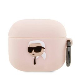 Etui APPLE AIRPODS 3 Karl Lagerfeld Silicone Karl Head 3D jasny róż