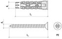 Kołek uniwersalny 8x40/50, wkręt z łbem stożkowym, karton (SFXP-08040050 x 100szt.)