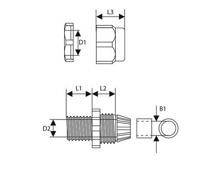 Dławnica kablowa z gwintem PG-9 jasnoszary (1szt.)