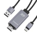 Adapter HDMI 4K do USB-C TYP C min v3.1 MHL KAKU KSC-557 Kabel Wideo udostępnianie ekranu szary