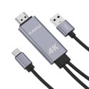 Adapter HDMI 4K do USB-C TYP C min v3.1 MHL KAKU KSC-557 Kabel Wideo udostępnianie ekranu szary