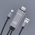 Adapter HDMI 4K do USB-C TYP C min v3.1 MHL KAKU KSC-557 Kabel Wideo udostępnianie ekranu szary